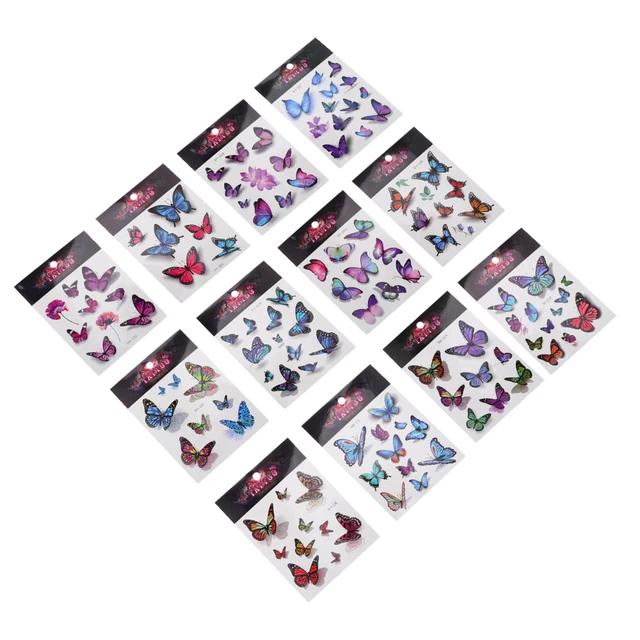 12 Sheets Schmetterling Tattoo-Aufkleber Gefälscht Abnehmbar