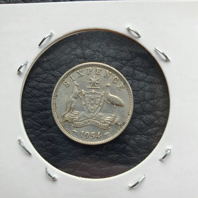 1954 Elizii Australia Six Pence (50% Silver) - Great Vintage Coin 6P