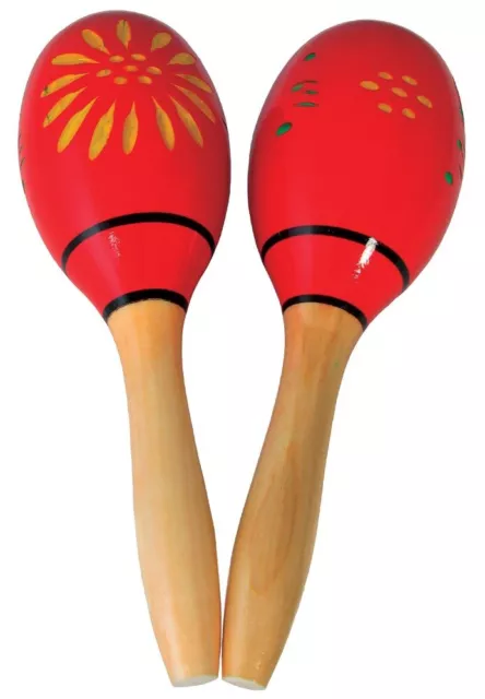 Atlas wooden Maracas, 11inch. Pair of red wooden shakers from Hobgoblin Music