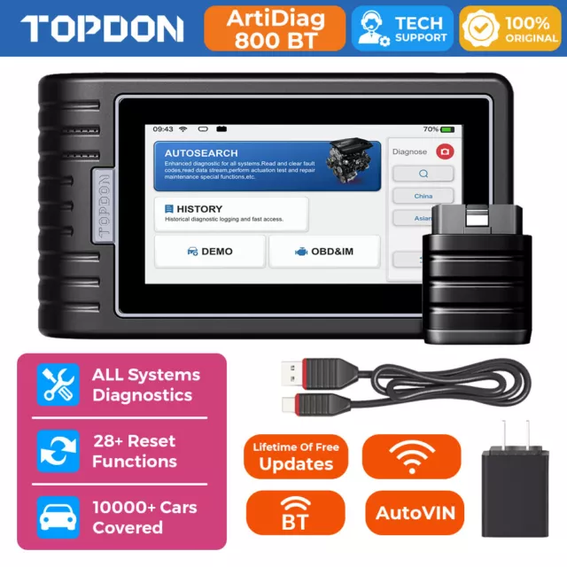 2024 TOPDON AD800BT Car Wireless Diagnostic Tool Auto OBD2 Scanner ALL System UK