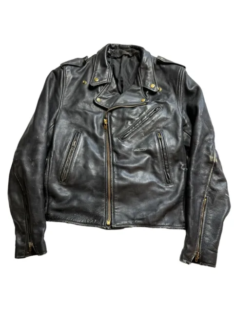 Vtg 60s 70s Mens 40 Brooks Leather Motorcycle Biker Punk TALON Zip Jacket EUC