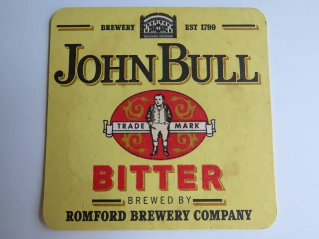 Beer Brewery Coaster ~*~ ROMFORD Brewery Co John Bull Bitter ~ Brewed Since 1799