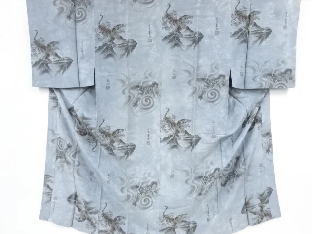 11180# Japanese Kimono / Antique Mens Juban / Dragon & Tiger