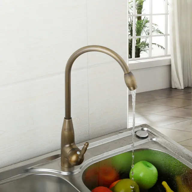 Tulip Spout Antique Brass Kitchen Basin Basin Faucet Mixer Sink swivel Tap