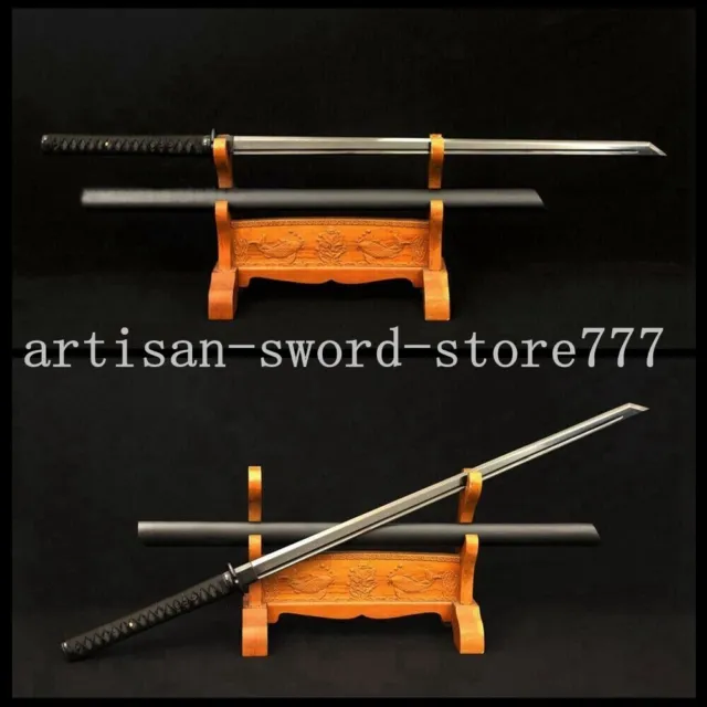 Japanese Black Blade Ninja Sword1060 high Carbon steel Kiriha Zukuri Blade Sharp