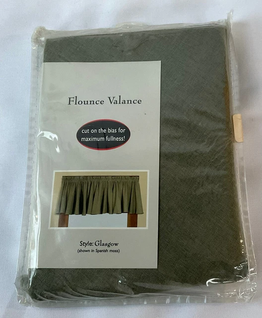 Glasgow Flounce Valance By Ricardo 84W x 15L Spanish Moss New !!!