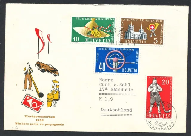 711090) Schweiz FDC Nr.607-610 Jahresereignisse 1955