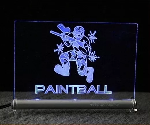 Paintball Gravurschild LED Leuchtschild  gotcha softair