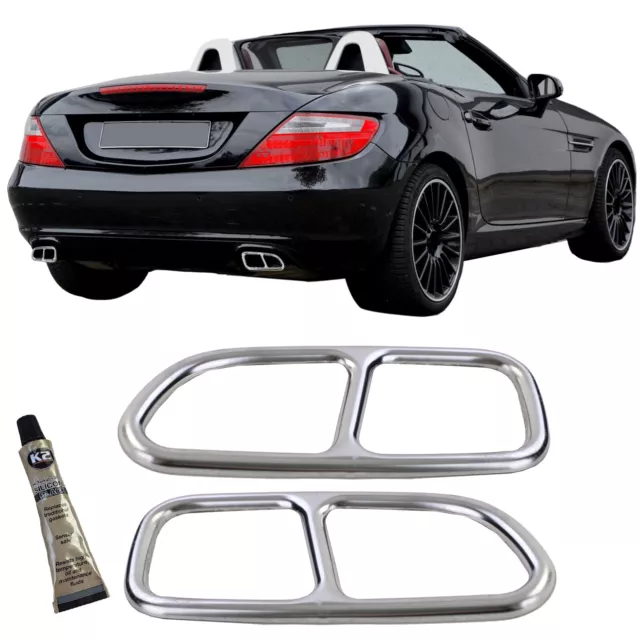 Inox Tailpipe Éblouissement Chrome 4 Tuyau Optique pour Mercedes SLK R171 Ab