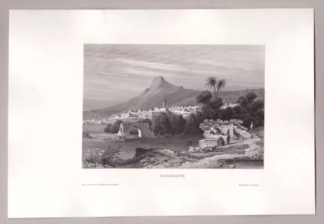 Nazareth, Israel, Palästina - Gesamtansicht - Stich, Original Stahlstich 1859