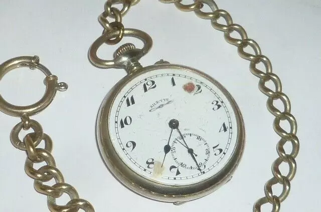 Vecchio Argento Orologio Tascabile Tasca Ailette Probeller da Pilota ??