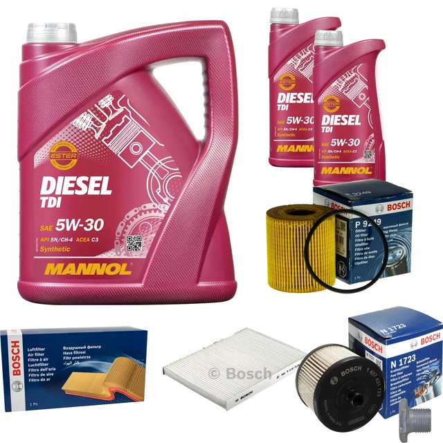 BOSCH ÖLFILTER + 5 LITER 5W-30 MOTORÖL MANNOL DIESEL TDI 5W30