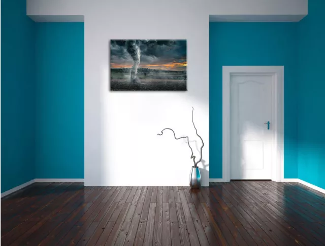 Negra Tornado sobre El Campo Foto en Lienzo Decoración Pared Impresión Artística 3