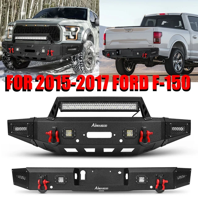 OFFROAD FRONT/REAR BUMPER w/Winch Plate & LED Spotlights For 20152017