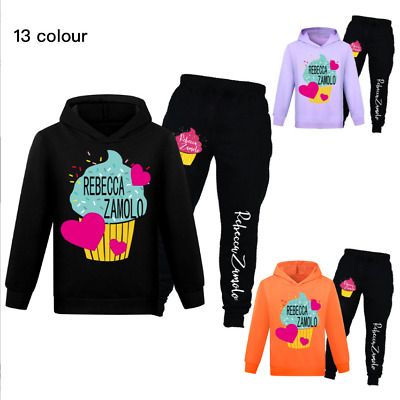 Children's trend Rebecca Zamolo Youtube Merch pullover hoodie+trousers set-