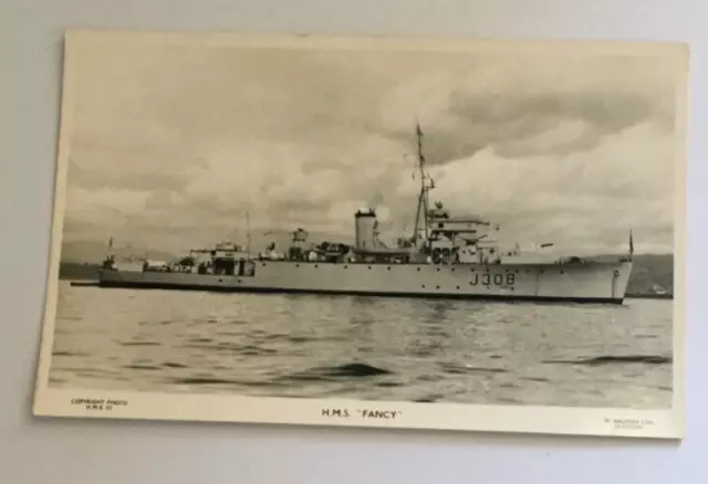 Hms Fancy Postcard Royal Navy Ww2 Algerine Class Minesweeper