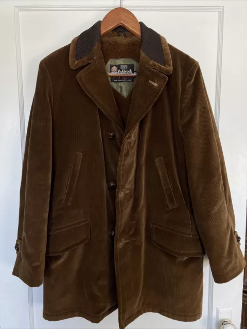 Vintage 70s Oakbrook Sears Brown Lined Corduroy Heavy Coat Jacket Men Sz 38 Tall