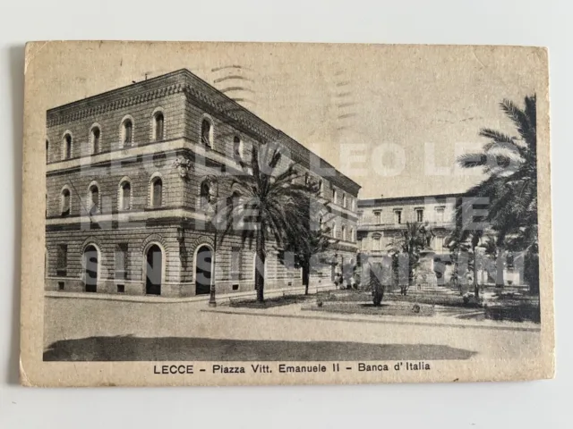 CARTOLINA LECCE Piazza Vitt. Emanuele II Banca d'Italia - ANNO 1935- Viaggiata