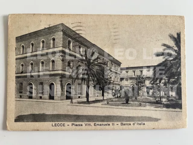 CARTOLINA LECCE Piazza Vitt. Emanuele II Banca d'Italia - ANNO 1935- Viaggiata