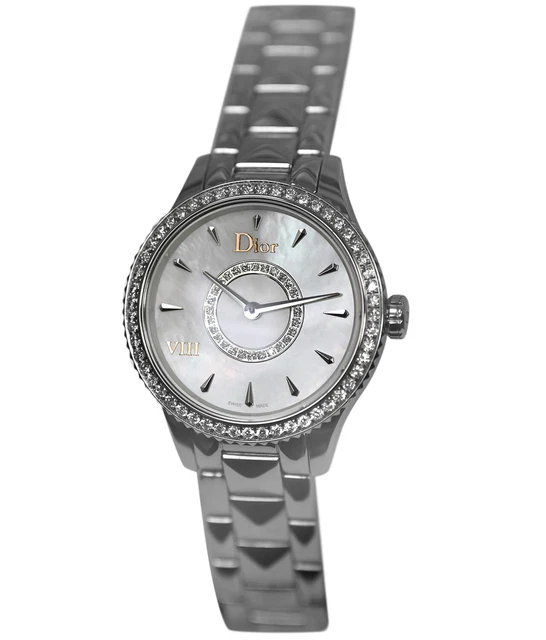 Dior VIII Montaigne CD151110M001 Diamonds MOP Steel 25MM Ladies' Quartz