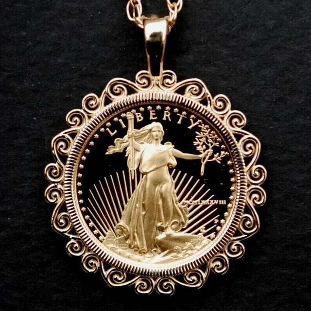 Pendentif à breloque pièce de monnaie American Eagle pour homme 18 ''...