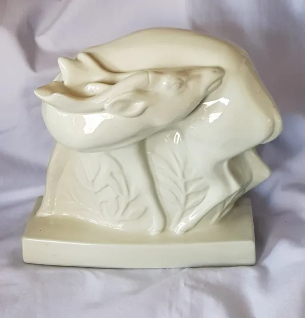 FABULOUS 1930s WEDGWOOD LIGHT GREEN JOHN SKEAPING DEER SCULPTURE ART DECO