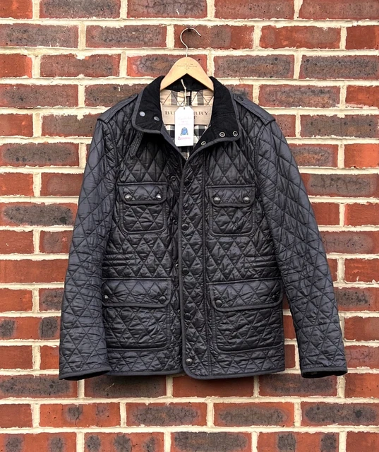 BURBERRY BRIT MENS RUSSELL Quilted Field Jacket Leather Elbow Patches