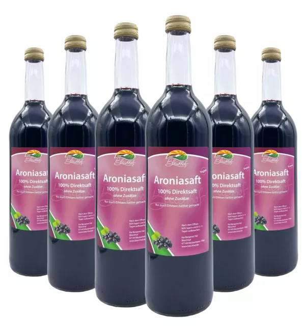 Bleichhof Aroniasaft – 100% Direktsaft, OHNE Zuckerzusatz, 6er Pack (6x 0,72l)