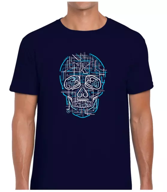 Skull Circuit Mens T Shirt Funny Cool Gamer Gaming Design Gift Present Idea Top