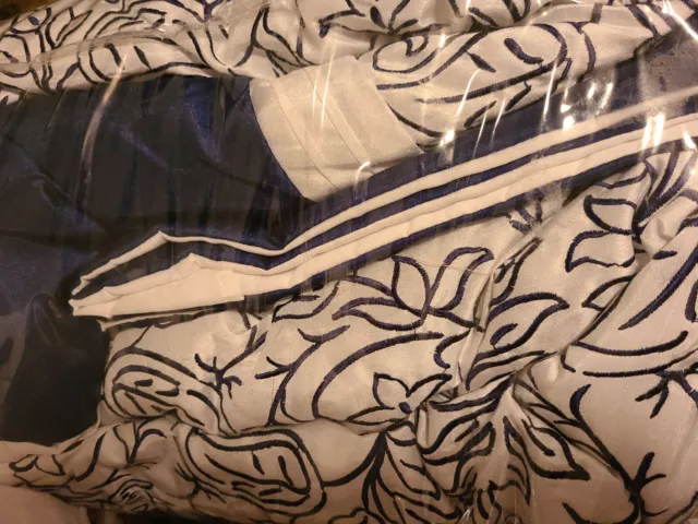 Samantha Brown Blue & White 6 Pc Floral Print Cal King Comforter Set - New 2