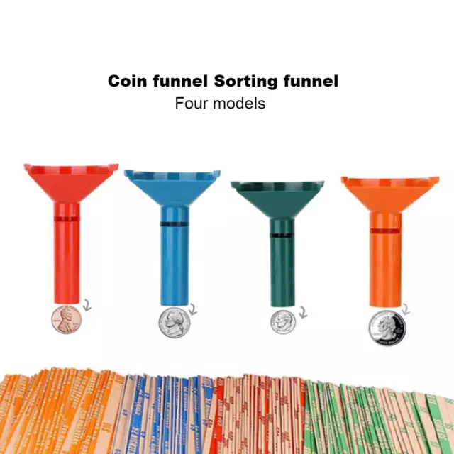4pcs Portable Coin Counter Practical Funnel Shaped With Wrappers Display Safety
