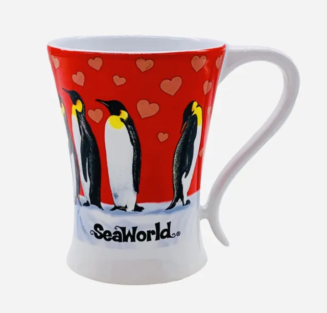 SeaWorld Orlando PENGUIN FAMILY RED HEARTS Ceramic 13 OZ Mug
