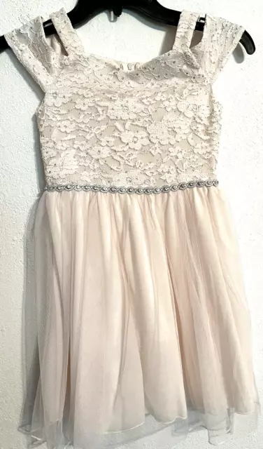 Speechless Dress Lace Sparkle Crystal Belt Tulle Layers Girls Size 7 Pink NWT