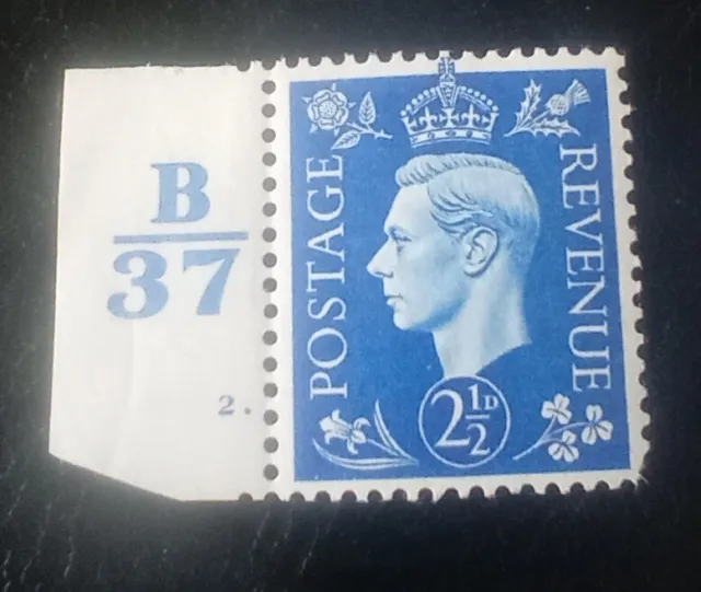 GB George VI 1937 2 1/2d Ultramarine Mint SG 466 With Control B37 (C18)