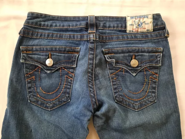 True Religion Skinny Jeans Women's 28 Blue Denim Flap Pockets Low Rise Med Wash