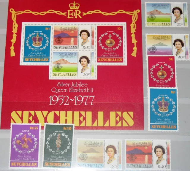 SEYCHELLES SEYCHELLEN 1977 385-92 Block 8 380-7a 25Ann Reign Queen Elizabeth MNH