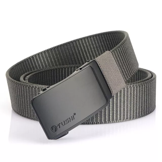 Mens Outdoor Tactical Belt Durable Metal Automatic Buckle Thick Nylon Sport Belt