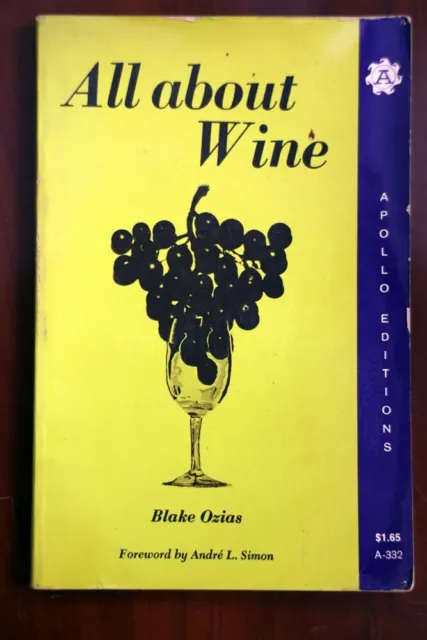 All About Wine by Blake Ozias 1972 Apollo Edition Vintage Paperback Illustrated