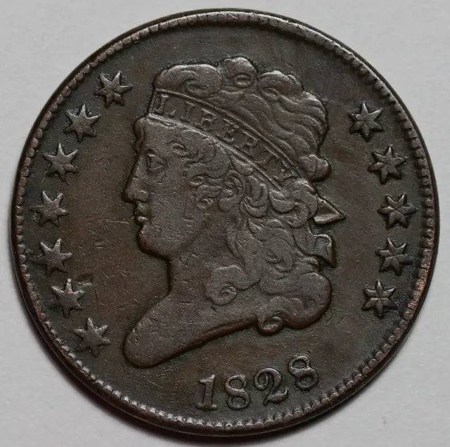 1828 Classic Head Half Cent - 12 Stars - US 1/2c Copper Penny Coin - L43