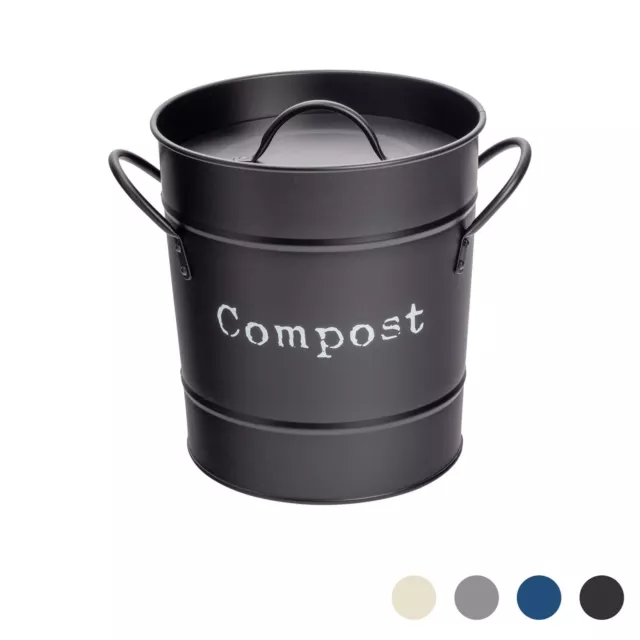 Compost seau Bin de cuisine en acier avec couvercle déchets Pail noir