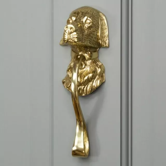 Stunning Polished Brass Dog Door Knocker