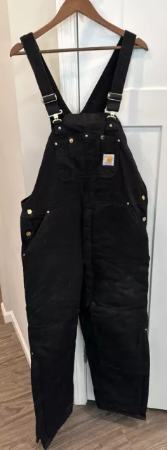 Carhartt R03 Overalls Duck Canvas Quilt Lined Bib Double Front Knee USA 40x32