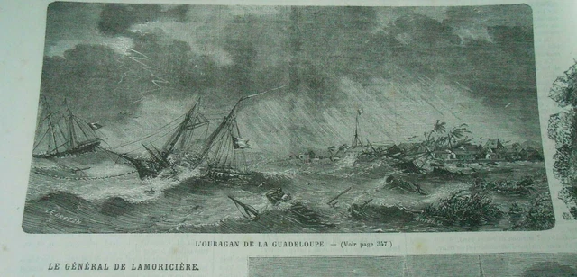 Gravure 1865 - L'Ouragan de la Guadeloupe