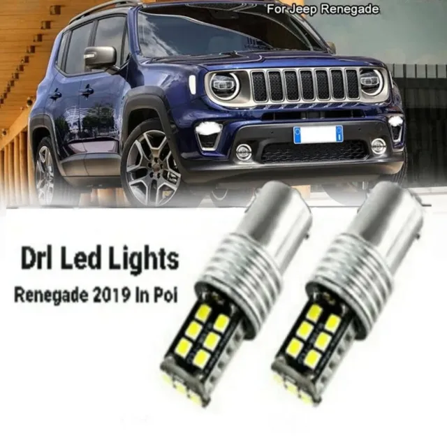 Coppia Luci Diurne Drl 15 Led P21W Ba15S Canbus Jeep Renegade 2019 In Poi 6000K