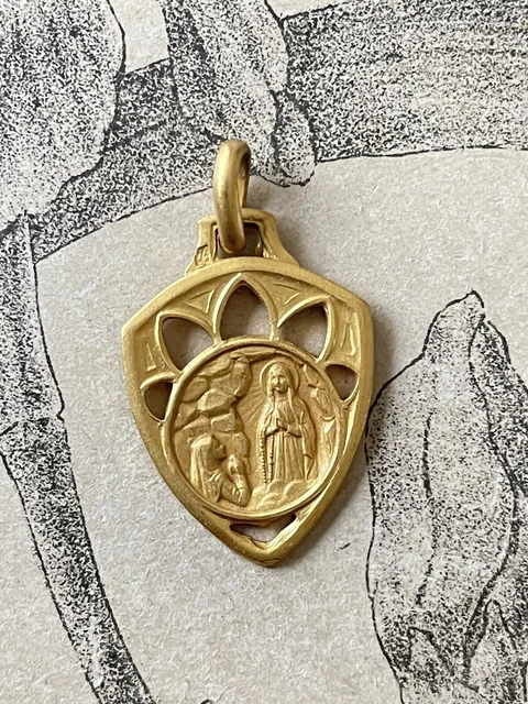 Partant - Médaille baptême Vierge à l'Enfant plaqué or