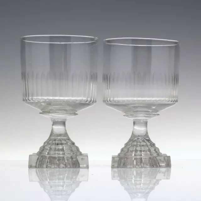 Pair Early 19th Century Anglo Irish Wine Glasses c1800