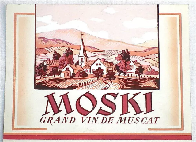 Ancienne Gouache Projet D'etiquette Moski Grand Vin De Muscat Annees 50