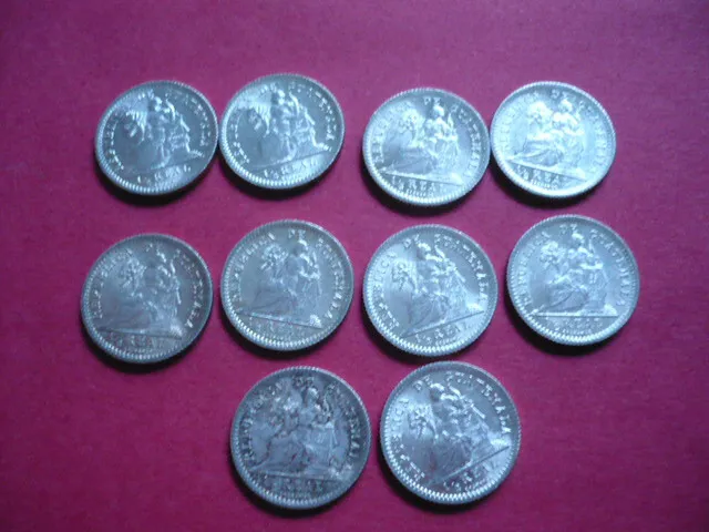 Lot  10 x  1/2 Real 1896 Guatemala, Silber, selten