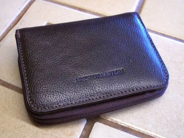 Arthur & Aston Pebbled Brown Leather Vtg Id Credit Card Wallet  Zip Around Nwot
