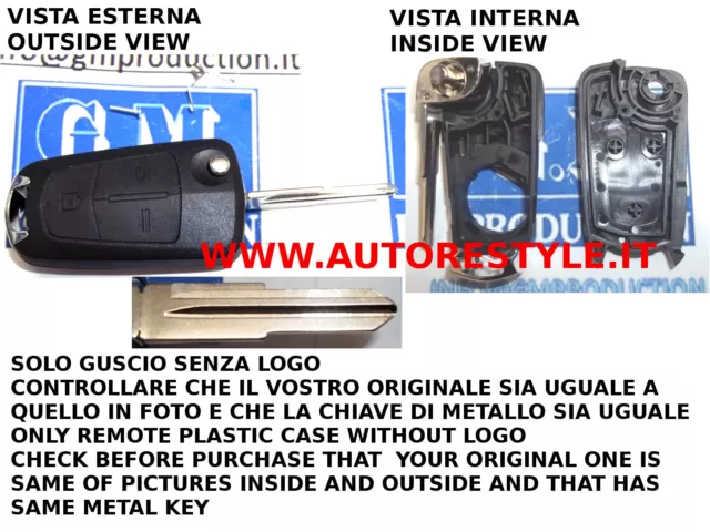 Guscio Cover Chiave Per Telecomando 3 Tasti Opel Antara Solo Se Come Da Foto